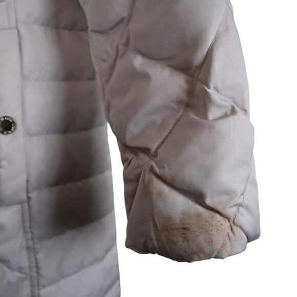 Kenneth Cole Reaction Womens Quilted Long Down Jacket Size Medium Cream Zip Up - Picture 3 of 11